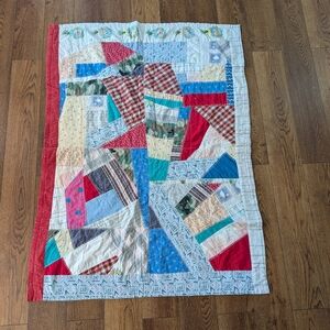 Vintage Handmade Small Patchwork Quilt Blanket Lap Crib Nursery 53 X‎ 38.25